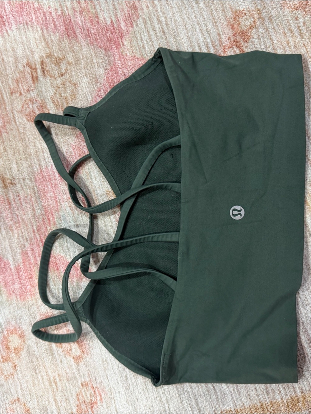 lululemon athletica dark green strappy sports bra